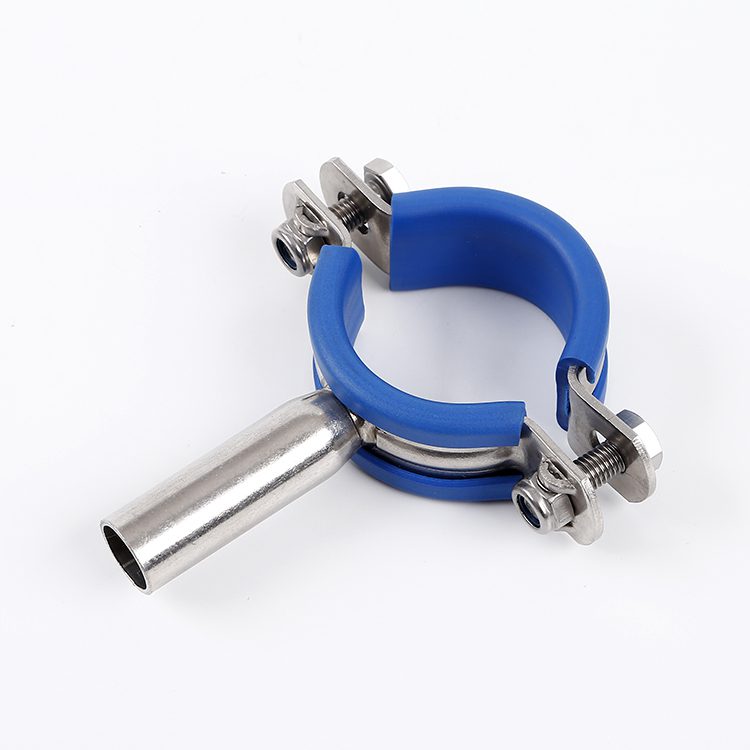 Pipe support with plastic protective part